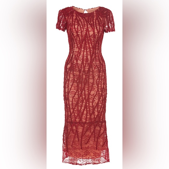 Js collections Short Sleeve Embroidered Lace Midi Gown dress size 14 ret… - Picture 3 of 6